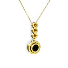 Belinda Kolye - Siyah zirkon ve sitrin 8 ayar altın kolye (40 cm altın rolo zincir) #1kpo7zn