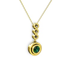 Belinda Kolye - Yeşil kuvars ve dumanlı kuvars 8 ayar altın kolye (40 cm altın rolo zincir) #1kzunp