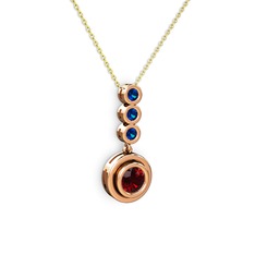 Belinda Kolye - Garnet ve lab safir 8 ayar rose altın kolye (40 cm altın rolo zincir) #1lk9hx3