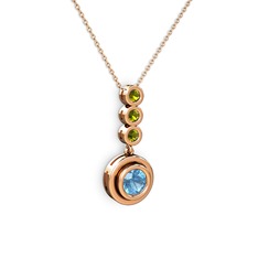 Belinda Kolye - Akuamarin ve peridot 8 ayar rose altın kolye (40 cm rose altın rolo zincir) #1ltboos