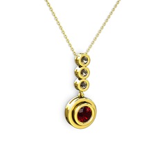 Garnet ve dumanlı kuvars 8 ayar altın kolye (40 cm altın rolo zincir)