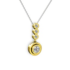 Belinda Kolye - Beyaz zirkon ve elmas 14 ayar altın kolye (0.33 karat, 40 cm gümüş rolo zincir) #1luenku