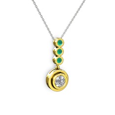 Belinda Kolye - Swarovski ve kök zümrüt 8 ayar altın kolye (40 cm beyaz altın rolo zincir) #1m9vki0