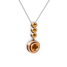 Belinda Kolye - Sitrin 8 ayar rose altın kolye (40 cm gümüş rolo zincir) #1me1s3m