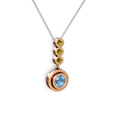 Belinda Kolye - Akuamarin ve peridot 18 ayar rose altın kolye (40 cm gümüş rolo zincir) #1mh2vz4