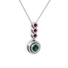 Belinda Kolye - Yeşil kuvars ve garnet 18 ayar beyaz altın kolye (40 cm beyaz altın rolo zincir) #1n7mi91