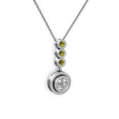 Belinda Kolye - Elmas ve peridot 14 ayar beyaz altın kolye (0.68 karat, 40 cm gümüş rolo zincir) #1nbqn3g