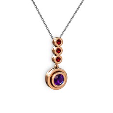 Belinda Kolye - Ametist ve garnet 8 ayar rose altın kolye (40 cm gümüş rolo zincir) #1nduu8f