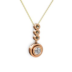 Belinda Kolye - Elmas ve dumanlı kuvars 14 ayar rose altın kolye (0.68 karat, 40 cm altın rolo zincir) #1ns0ccq
