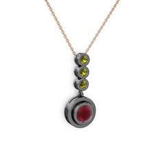 Belinda Kolye - Kök yakut ve peridot 925 ayar siyah rodyum kaplama gümüş kolye (40 cm rose altın rolo zincir) #1o0oeaa