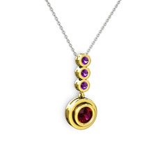 Belinda Kolye - Rodolit garnet ve ametist 8 ayar altın kolye (40 cm beyaz altın rolo zincir) #1oec7qp