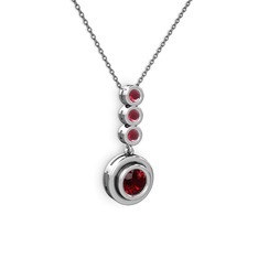 Belinda Kolye - Garnet ve kök yakut 18 ayar beyaz altın kolye (40 cm gümüş rolo zincir) #1oh6gr7