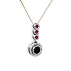 Belinda Kolye - Siyah zirkon ve garnet 18 ayar beyaz altın kolye (40 cm gümüş rolo zincir) #1ojwdv0