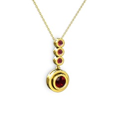 Belinda Kolye - Garnet ve kök yakut 925 ayar altın kaplama gümüş kolye (40 cm altın rolo zincir) #1orx0ew