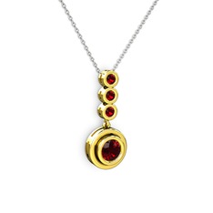 Garnet 14 ayar altın kolye (40 cm gümüş rolo zincir)