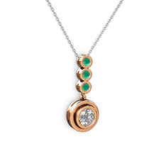Belinda Kolye - Swarovski ve kök zümrüt 18 ayar rose altın kolye (40 cm gümüş rolo zincir) #1pkvf00