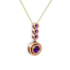 Belinda Kolye - Ametist 8 ayar rose altın kolye (40 cm altın rolo zincir) #1pvha88