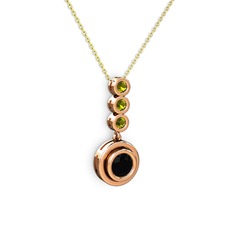 Siyah zirkon ve peridot 8 ayar rose altın kolye (40 cm altın rolo zincir)