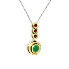 Belinda Kolye - Kök zümrüt ve garnet 18 ayar altın kolye (40 cm beyaz altın rolo zincir) #1q7bd1s