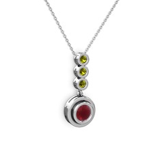 Belinda Kolye - Kök yakut ve peridot 8 ayar beyaz altın kolye (40 cm beyaz altın rolo zincir) #1q9e17a