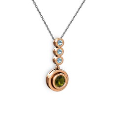 Belinda Kolye - Peridot ve akuamarin 8 ayar rose altın kolye (40 cm gümüş rolo zincir) #1qeac9w