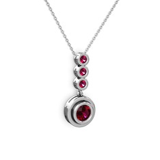 Belinda Kolye - Rodolit garnet 8 ayar beyaz altın kolye (40 cm beyaz altın rolo zincir) #1qg6qgy