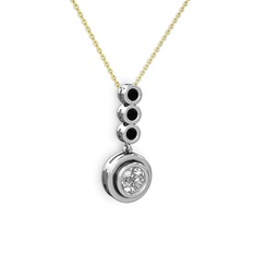 Belinda Kolye - Swarovski ve siyah zirkon 8 ayar beyaz altın kolye (40 cm gümüş rolo zincir) #1ro4lj2