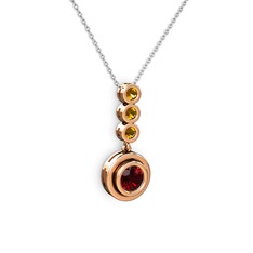 Belinda Kolye - Garnet ve sitrin 18 ayar rose altın kolye (40 cm beyaz altın rolo zincir) #1s56frz