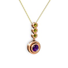 Belinda Kolye - Ametist ve peridot 8 ayar rose altın kolye (40 cm gümüş rolo zincir) #1s95l0a