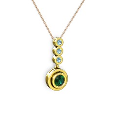 Belinda Kolye - Yeşil kuvars ve akuamarin 925 ayar altın kaplama gümüş kolye (40 cm rose altın rolo zincir) #1sen6w1