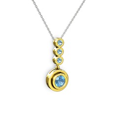 Belinda Kolye - Akuamarin 925 ayar altın kaplama gümüş kolye (40 cm beyaz altın rolo zincir) #1sqoryc