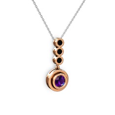 Belinda Kolye - Ametist ve siyah zirkon 925 ayar rose altın kaplama gümüş kolye (40 cm beyaz altın rolo zincir) #1sroqo7