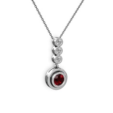 Belinda Kolye - Garnet ve beyaz zirkon 14 ayar beyaz altın kolye (40 cm gümüş rolo zincir) #1txmtq5