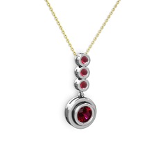 Rodolit garnet ve kök yakut 8 ayar beyaz altın kolye (40 cm gümüş rolo zincir)