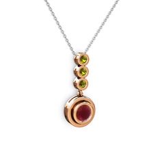 Belinda Kolye - Kök yakut ve peridot 8 ayar rose altın kolye (40 cm beyaz altın rolo zincir) #1upfh95