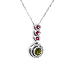 Belinda Kolye - Peridot ve rodolit garnet 18 ayar beyaz altın kolye (40 cm beyaz altın rolo zincir) #1v7am9r