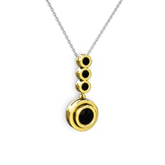 Belinda Kolye - Siyah zirkon 925 ayar altın kaplama gümüş kolye (40 cm beyaz altın rolo zincir) #1v9dvb5