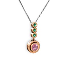 Belinda Kolye - Pembe kuvars ve yeşil kuvars 8 ayar rose altın kolye (40 cm gümüş rolo zincir) #1vl4jit