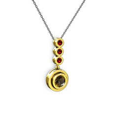 Belinda Kolye - Dumanlı kuvars ve garnet 8 ayar altın kolye (40 cm gümüş rolo zincir) #1vrzdvb
