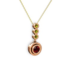 Belinda Kolye - Garnet ve peridot 8 ayar rose altın kolye (40 cm altın rolo zincir) #1vxee4q