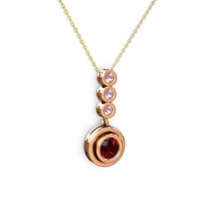 Belinda Kolye - Garnet ve pembe kuvars 18 ayar rose altın kolye (40 cm gümüş rolo zincir) #1vznquz