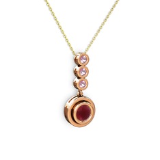 Belinda Kolye - Kök yakut ve pembe kuvars 14 ayar rose altın kolye (40 cm altın rolo zincir) #1wbtbpi