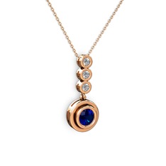 Belinda Kolye - Lab safir ve elmas 14 ayar rose altın kolye (0.33 karat, 40 cm rose altın rolo zincir) #1xbmheb