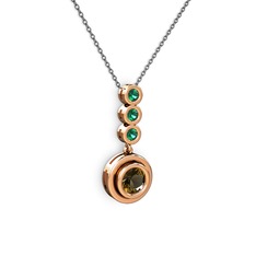 Belinda Kolye - Dumanlı kuvars ve yeşil kuvars 8 ayar rose altın kolye (40 cm gümüş rolo zincir) #1xhbxby