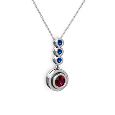 Belinda Kolye - Rodolit garnet ve lab safir 18 ayar beyaz altın kolye (40 cm gümüş rolo zincir) #1xk2q18
