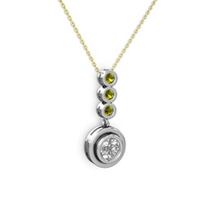 Belinda Kolye - Swarovski ve peridot 18 ayar beyaz altın kolye (40 cm altın rolo zincir) #1xl963s