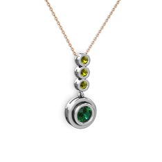Belinda Kolye - Yeşil kuvars ve peridot 925 ayar gümüş kolye (40 cm rose altın rolo zincir) #1y4qb28