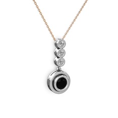 Belinda Kolye - Siyah zirkon ve elmas 8 ayar beyaz altın kolye (0.33 karat, 40 cm gümüş rolo zincir) #1y67i24