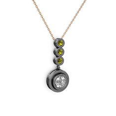 Belinda Kolye - Swarovski ve peridot 925 ayar siyah rodyum kaplama gümüş kolye (40 cm rose altın rolo zincir) #1y9uks3