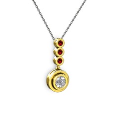 Belinda Kolye - Beyaz zirkon ve garnet 14 ayar altın kolye (40 cm gümüş rolo zincir) #1yzkk4a